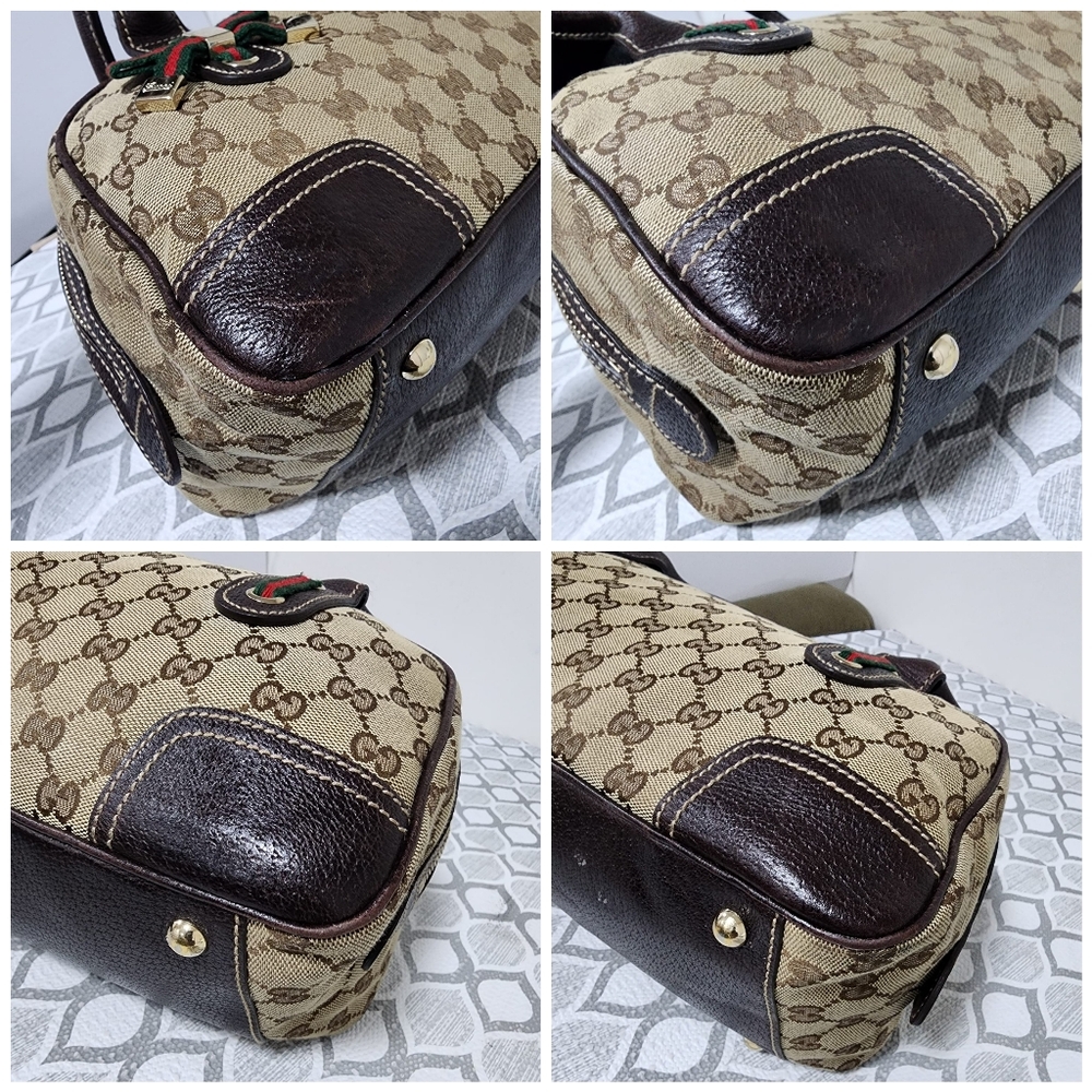 GUCCI Vintage Monogram Small Princy Shoulder Dark Brown/Beige - Picture 13 of 14